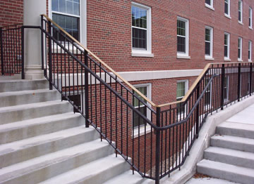 Exterior steel stair railings fabricated by DYCO Industries